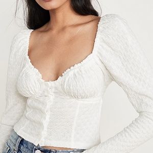 White free people ladybug long sleeve top